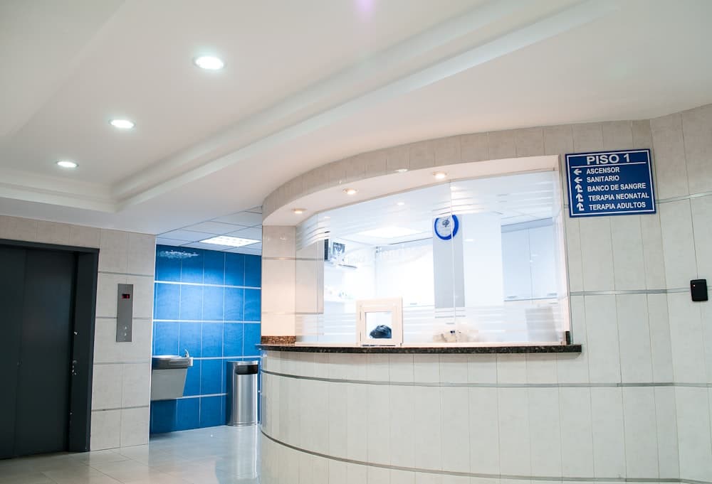 Clean modern hospital reception interior